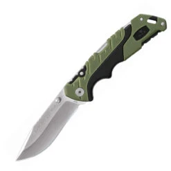 Buck Knives Buck 659 Large Pursuit Lockback, 3.63" 420HC Stainless Satin Drop Point Blade, Black GFN With Green Versiflex Onlay Handle