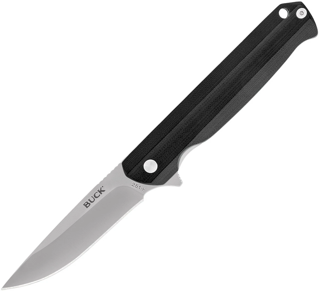 Buck Knives Langford 0251BKS, 3.375" 7Cr Satin Drop Point Plain Blade, Black G-10 Handles 1 Buck Knives Langford 0251BKS, 3.375" 7Cr Satin Drop Point Plain Blade, Black G-10 Handles