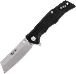 Buck Knives Trunk 0252BKS, 2.875" 7Cr Stainless Steel Satin Cleaver Blade, Black G-10 Handles