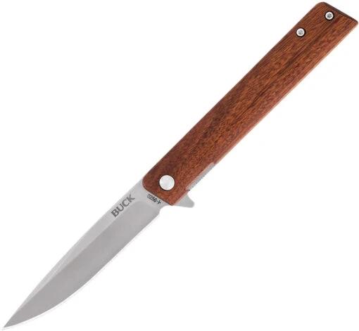 Buck Knives Decatur 0256BRS, 3.63" 7Cr Stainless Steel Satin Drop Point Blade, Guibourtia Ehie Wood Handles -Knife Haven Shop BU256BRS 86154.1624550438