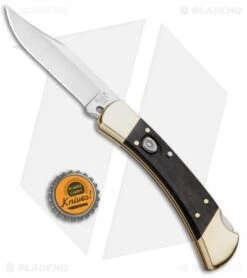 Buck Knives Buck 110 Automatic Lockback Knife Ebony (3.75" Satin) -Knife Haven Shop Buck 110 Auto LB Ebony Dymondwood Satin 0110BRSA BHQ 51274 jr bottlecap