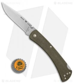 Buck Knives Buck 110 Slim Pro Lockback Knife OD Green Micarta (3.75" Satin) -Knife Haven Shop Buck 110 Hunter Slim Pro OD Green Micarta Satin BHQ 88721 er bottlecap
