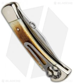 Buck Knives Buck 110 Lockback Folding Knife White Bone (3.75" Satin) -Knife Haven Shop Buck 110 NS White Bone Clip BU110BNSSM4 BHQ 85121 jr side