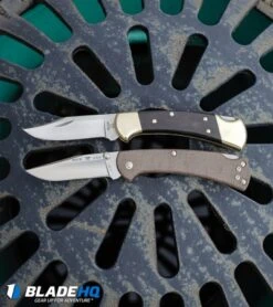 Buck Knives Buck 112 Slim Pro Lockback Knife Brown Micarta (3" Satin) -Knife Haven Shop Buck 112 Ranger Lockback Knife Satin 0112BRS BHQ 23586 kp sewer web 1