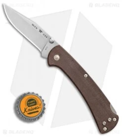 Buck Knives Buck 112 Slim Pro Lockback Knife Brown Micarta (3" Satin) -Knife Haven Shop Buck 112 Ranger Slim Pro Brown Micarta Satin BHQ 88734 er bottlecap