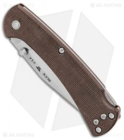 Buck Knives Buck 112 Slim Pro Lockback Knife Brown Micarta (3" Satin) -Knife Haven Shop Buck 112 Ranger Slim Pro Brown Micarta Satin BHQ 88734 er spine