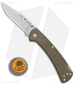 Buck Knives Buck 112 Slim Pro Lockback Folding Knife OD Green Micarta (3" Satin) -Knife Haven Shop Buck 112 Slim Pro OD Green Micarta satin BHQ 88733 er bottlecap