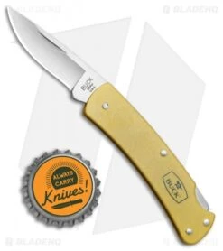 Buck Knives Buck Alumni Lockback Knife Gold Al (1.8" Stonewash) 0524GDS -Knife Haven Shop Buck Alumni LB Gold Al 0524GDS BHQ 79542 jr bottlecap