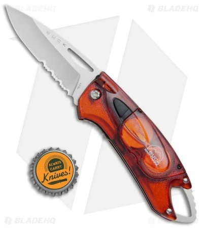 Buck Knives Buck Lumina LED Liner Lock Knife Translucent Red (3" Satin Serr) 4 Buck Knives Buck Lumina LED Liner Lock Knife Translucent Red (3" Satin Serr) - Image 4