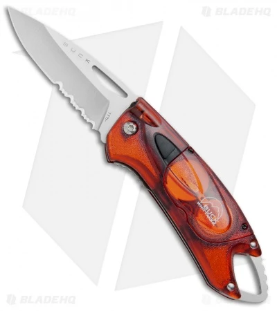 Buck Knives Buck Lumina LED Liner Lock Knife Translucent Red (3" Satin Serr) 3 Buck Knives Buck Lumina LED Liner Lock Knife Translucent Red (3" Satin Serr) - Image 3