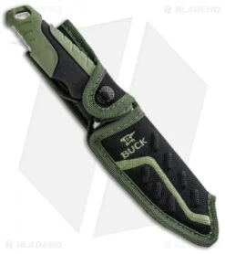 Buck Knives Buck Pursuit Large Fixed Blade Knife Green GFN (4.5" Satin) 0656GRS -Knife Haven Shop Buck Pursuit Large Green GFN Satin 0656GRS BHQ 92937 jr sheath