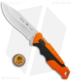 Buck Knives Buck Pursuit Pro Large Fixed Blade Knife Black/Orange (4.5" Satin) -Knife Haven Shop Buck Pursuit Pro Large BHQ 115698 jr bottlecap