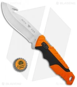 Buck Knives Buck Pursuit Pro Large Fixed Guthook Blade Knife Black/Orange(4.5" Satin) -Knife Haven Shop Buck Pursuit Pro Large Guthook BHQ 115699 jr bottlecap