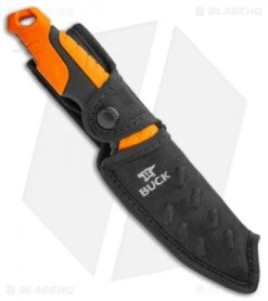 Buck Knives Buck Pursuit Pro Large Fixed Guthook Blade Knife Black/Orange(4.5" Satin) -Knife Haven Shop Buck Pursuit Pro Large Guthook BHQ 115699 jr sheath