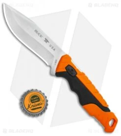 Buck Knives Buck Pursuit Pro Small Fixed Blade Knife Black/Orange (3.75" Satin) -Knife Haven Shop Buck Pursuit Pro Small Guthook BHQ 115700 jr bottlecap
