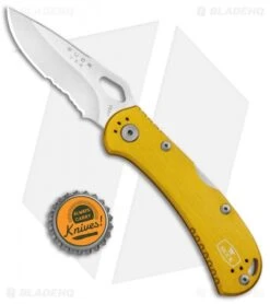 Buck Knives Buck SpitFire Lockback Knife Yellow (3.25" Satin Serr) 0722YWX1 -Knife Haven Shop Buck SpitFire LB Yellow Satin Serr 0722YWX1 BHQ 92990 jr bottlecap