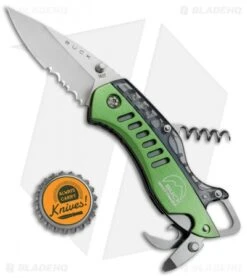 Buck Knives Buck Summit Liner Lock Knife Multi-Tool Green (2.5" Satin Serr) -Knife Haven Shop Buck Summit LL Multi Tool Green Serr 7600 GRX BHQ 71303 jr bottlecap