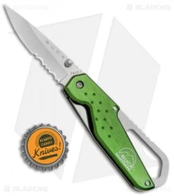 Buck Knives Buck Whittaker Approach Liner Lock Knife Green (2.625" Satin Serr) -Knife Haven Shop Buck Whittaker Approach LL Green Serr B752 GRX BHQ 71308 jr bottlecap
